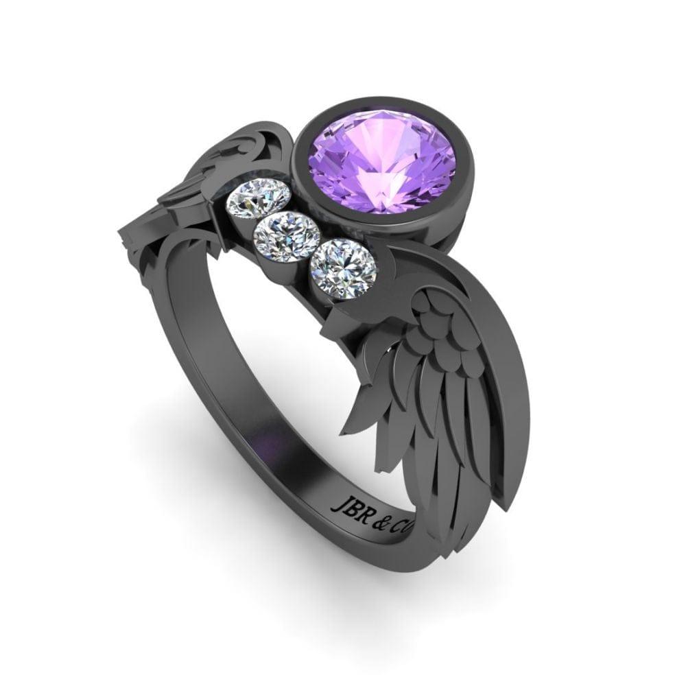 JBR Angel Wings Amethyst Sterling Silver Ring - JBR Jeweler