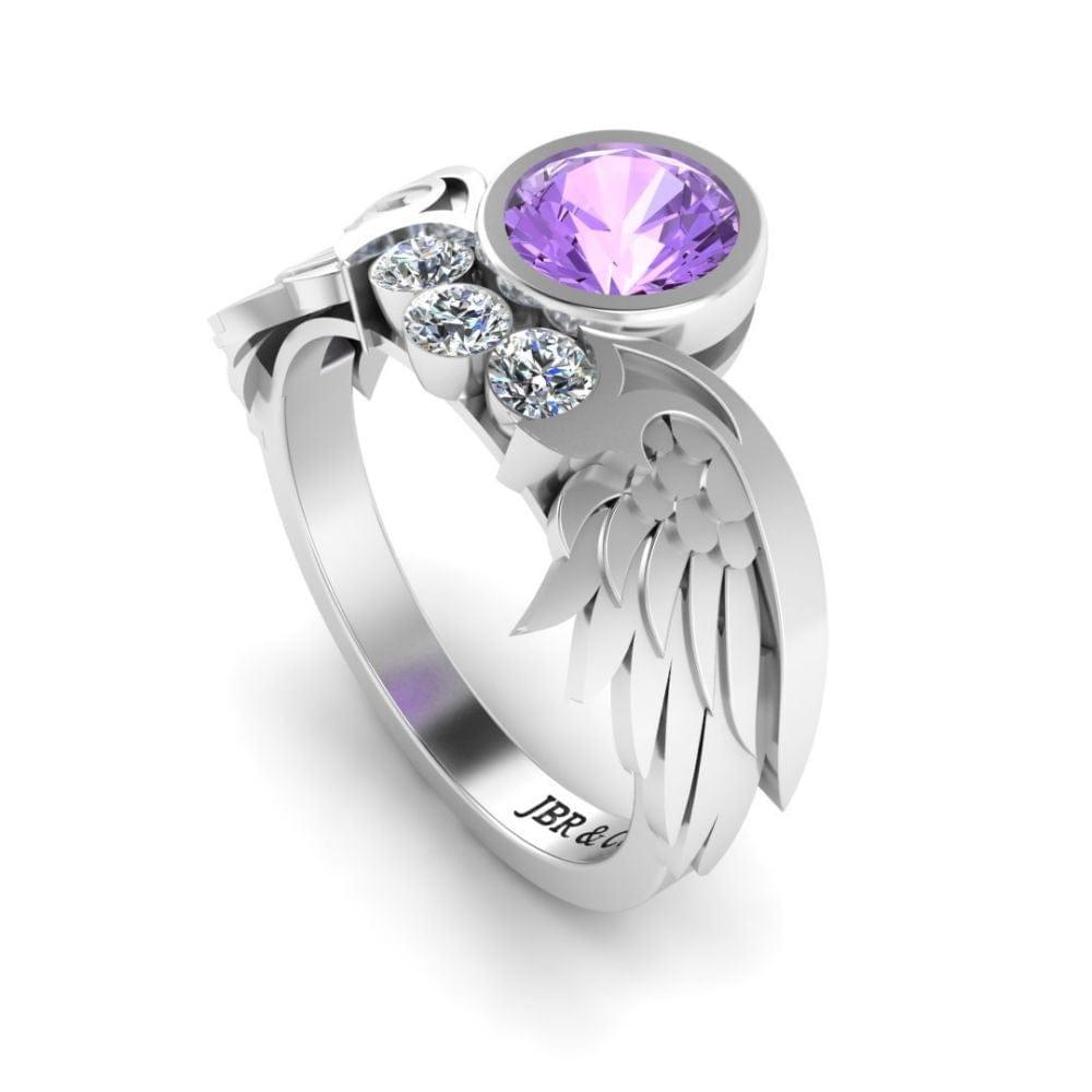 JBR Angel Wings Amethyst Sterling Silver Ring - JBR Jeweler