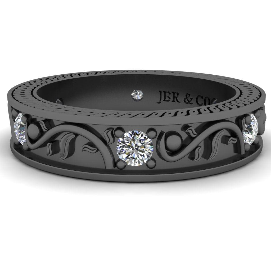 JBR Antique Design Round Cut Sterling Silver Women's Band - JBR Jeweler