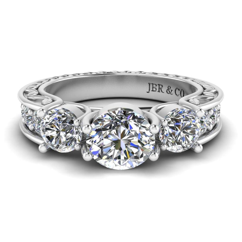 JBR Jeweler Silver Ring 3 / Silver JBR AntiqueThree Stone Round Cut Sterling Silver Ring