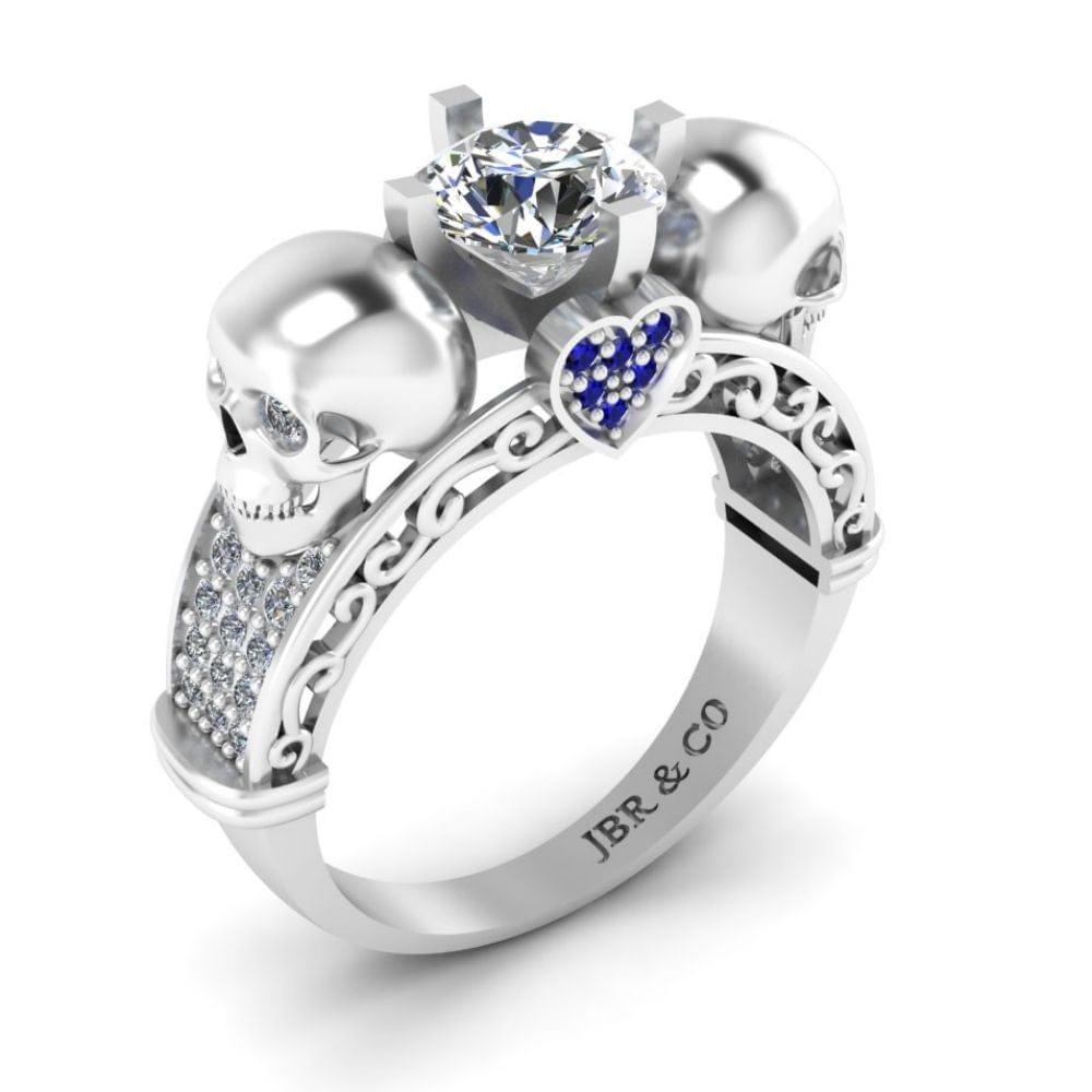 JBR Art Deco Skull S925 Engagement Ring For Women - JBR Jeweler