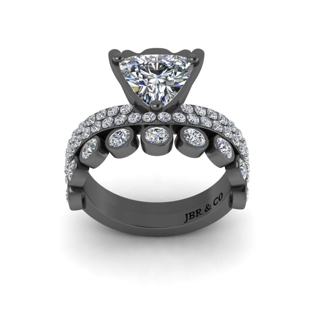 JBR Bezel Set Trillian Cut Sterling Silver Ring - JBR Jeweler