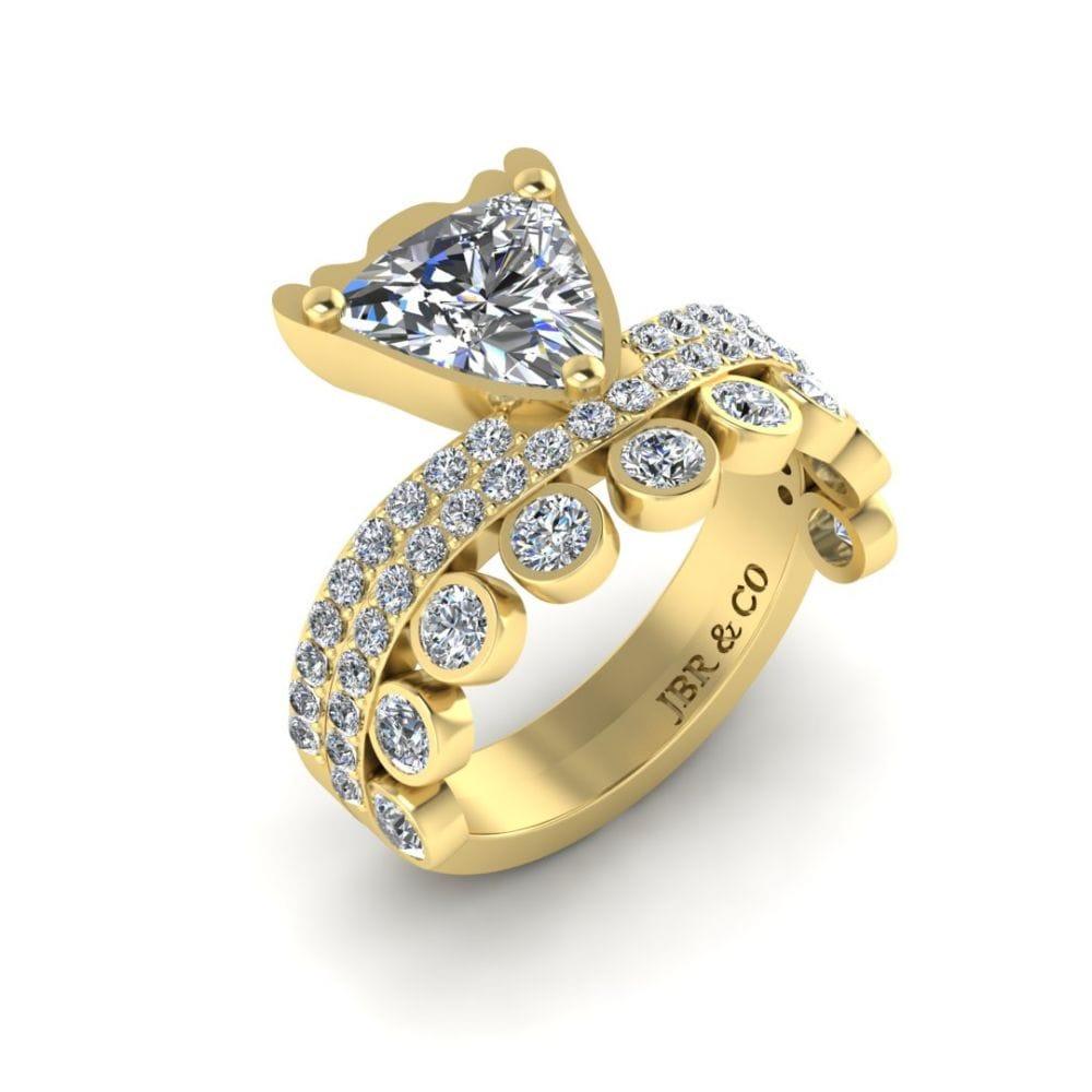 JBR Bezel Set Trillian Cut Sterling Silver Ring - JBR Jeweler