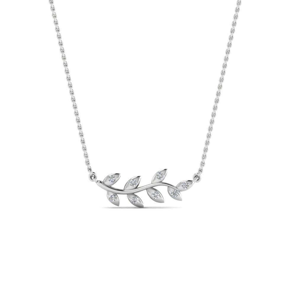 JBR Branch Leaf Necklace With Diamond In Sterling Silver - JBR Jeweler