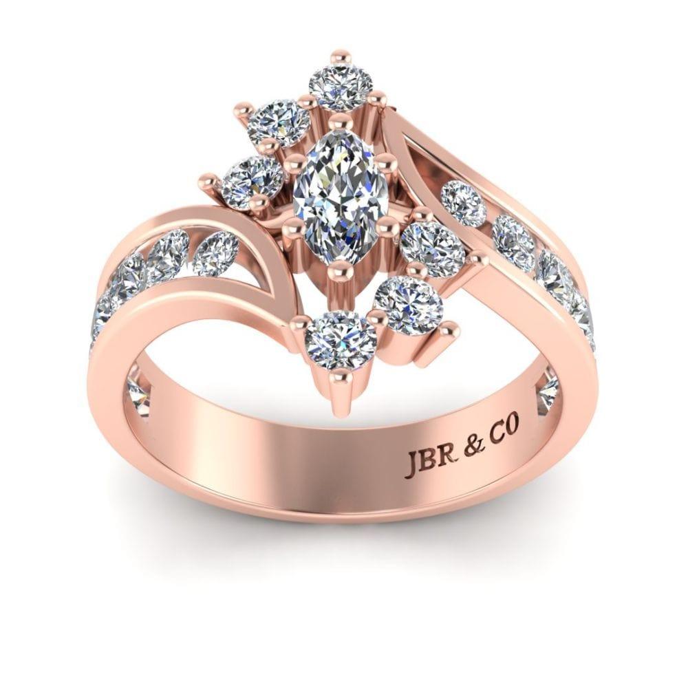 JBR Bypass Marquise around Round Diamonds S925 Wedding Ring - JBR Jeweler