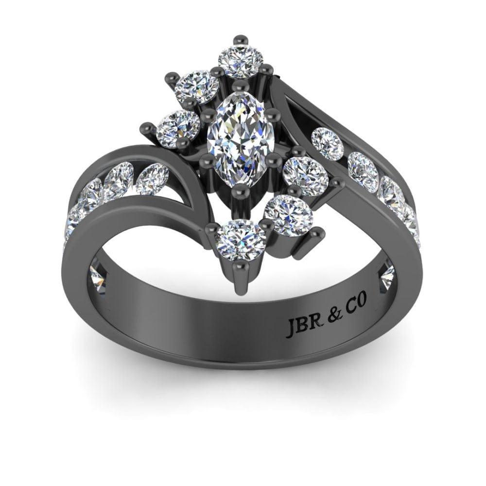 JBR Bypass Marquise around Round Diamonds S925 Wedding Ring - JBR Jeweler