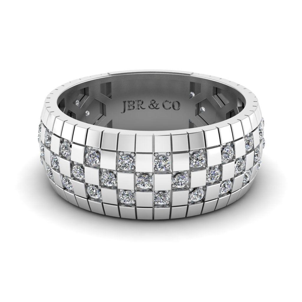 JBR Checkered Board Pattern Men's Eternity Wedding Band - JBR Jeweler