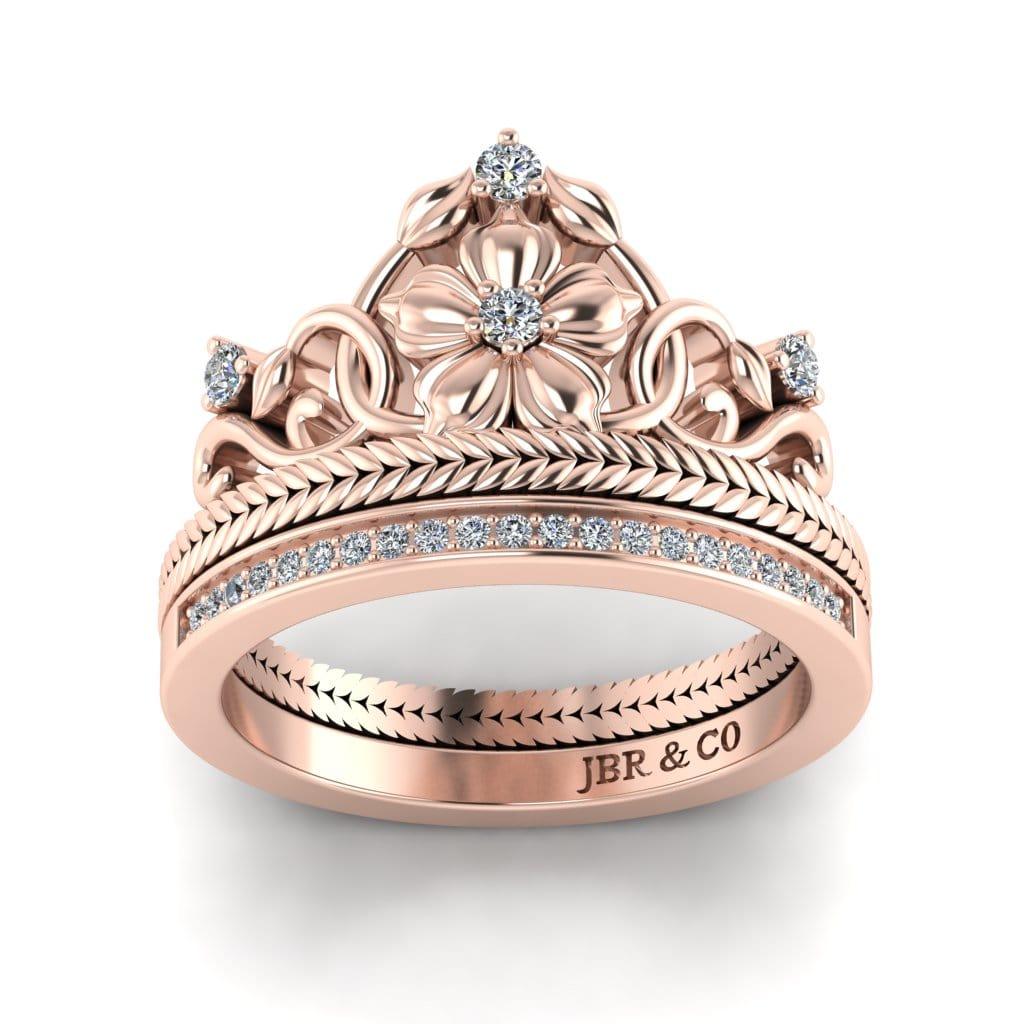 JBR Cinderella Crown Sterling Silver Bridal Ring Set - JBR Jeweler