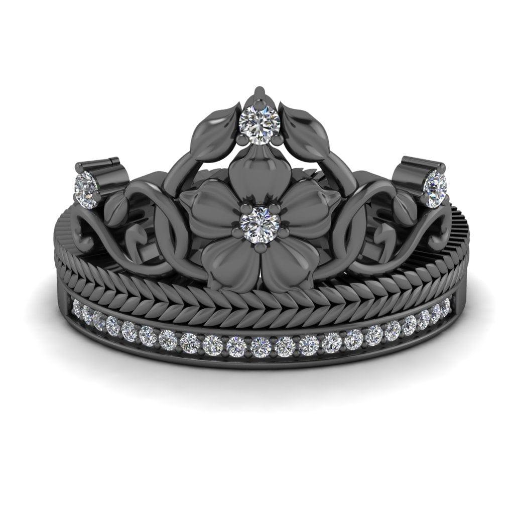 JBR Cinderella Crown Sterling Silver Bridal Ring Set - JBR Jeweler