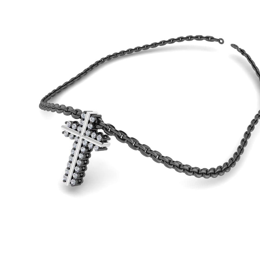 JBR Classic Cross Design Round Cut Sterling Silver Necklace - JBR Jeweler