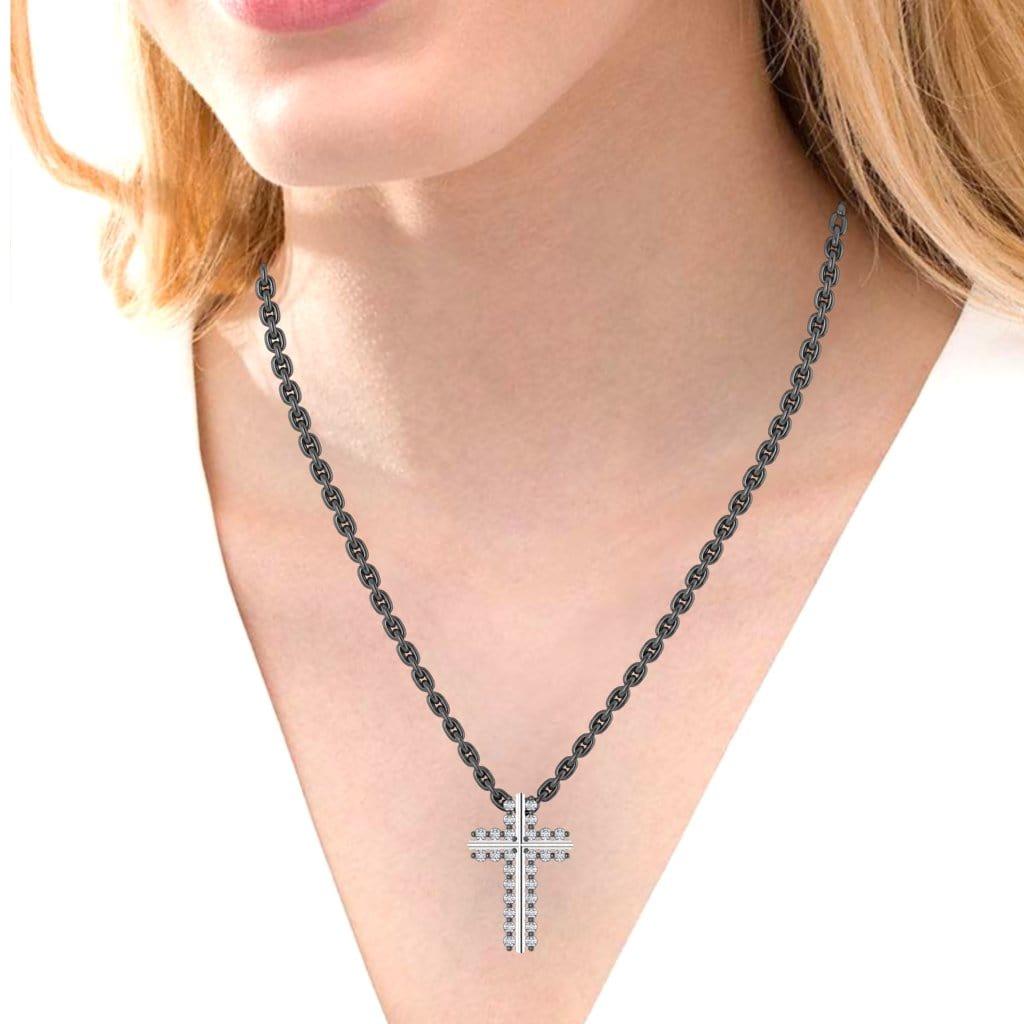 JBR Classic Cross Design Round Cut Sterling Silver Necklace - JBR Jeweler