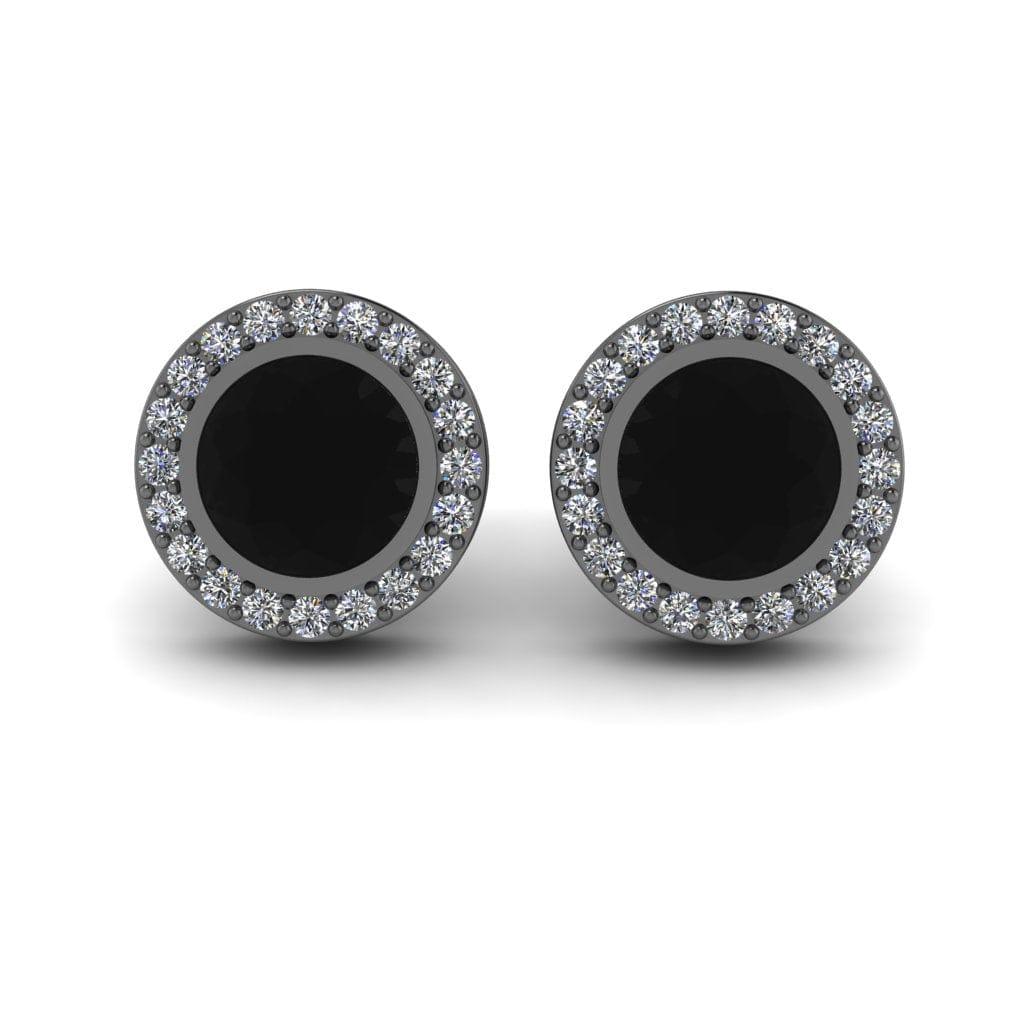 JBR Classic Halo Black Diamonds Sterling Silver Stud Earrings - JBR Jeweler