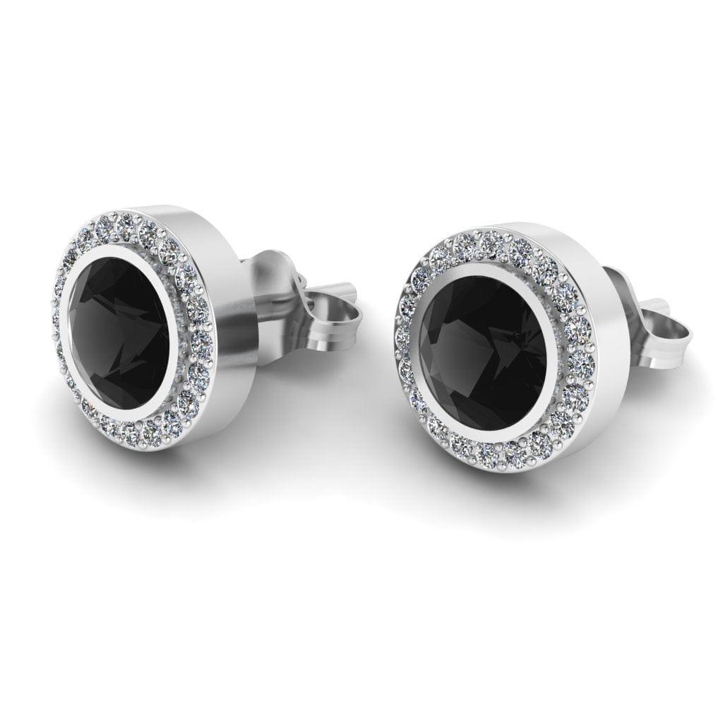 JBR Classic Halo Black Diamonds Sterling Silver Stud Earrings - JBR Jeweler