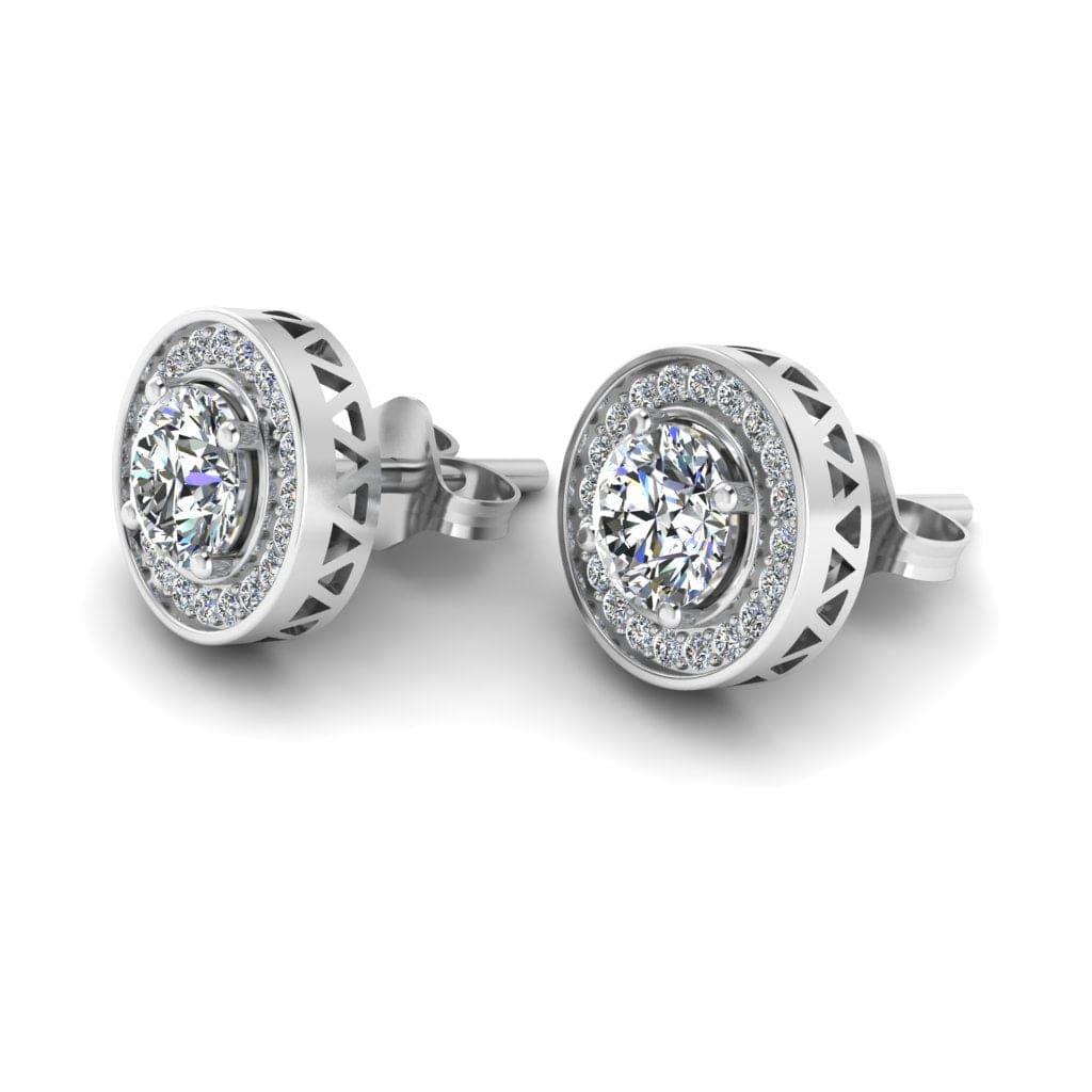 JBR Classic Halo Round Cut Milgrain Sterling Silver Stud Earrings - JBR Jeweler
