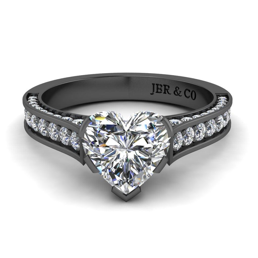 JBR Jeweler Silver Ring 3 / Silver Black Rhodium Plated JBR Classic Heart Cut Sterling Silver Ring