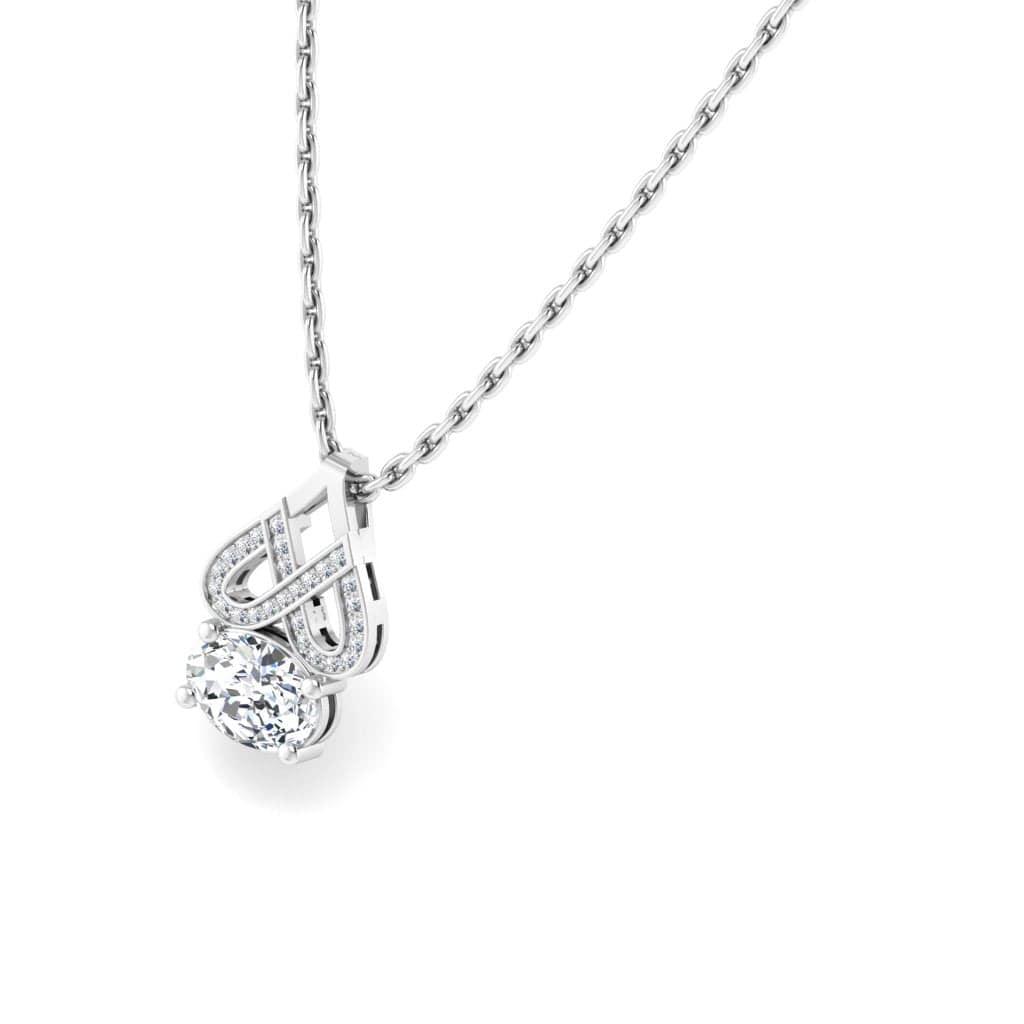 JBR Classic Oval Cut Heart Design Sterling Silver Pendant Necklace - JBR Jeweler