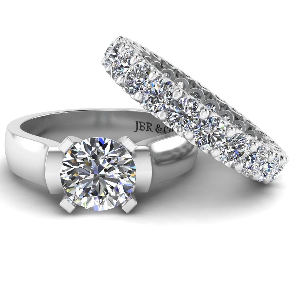 JBR Jeweler Silver Ring 3 / Silver JBR Classic Round Cut Sterling Silver Ring Bridal Set