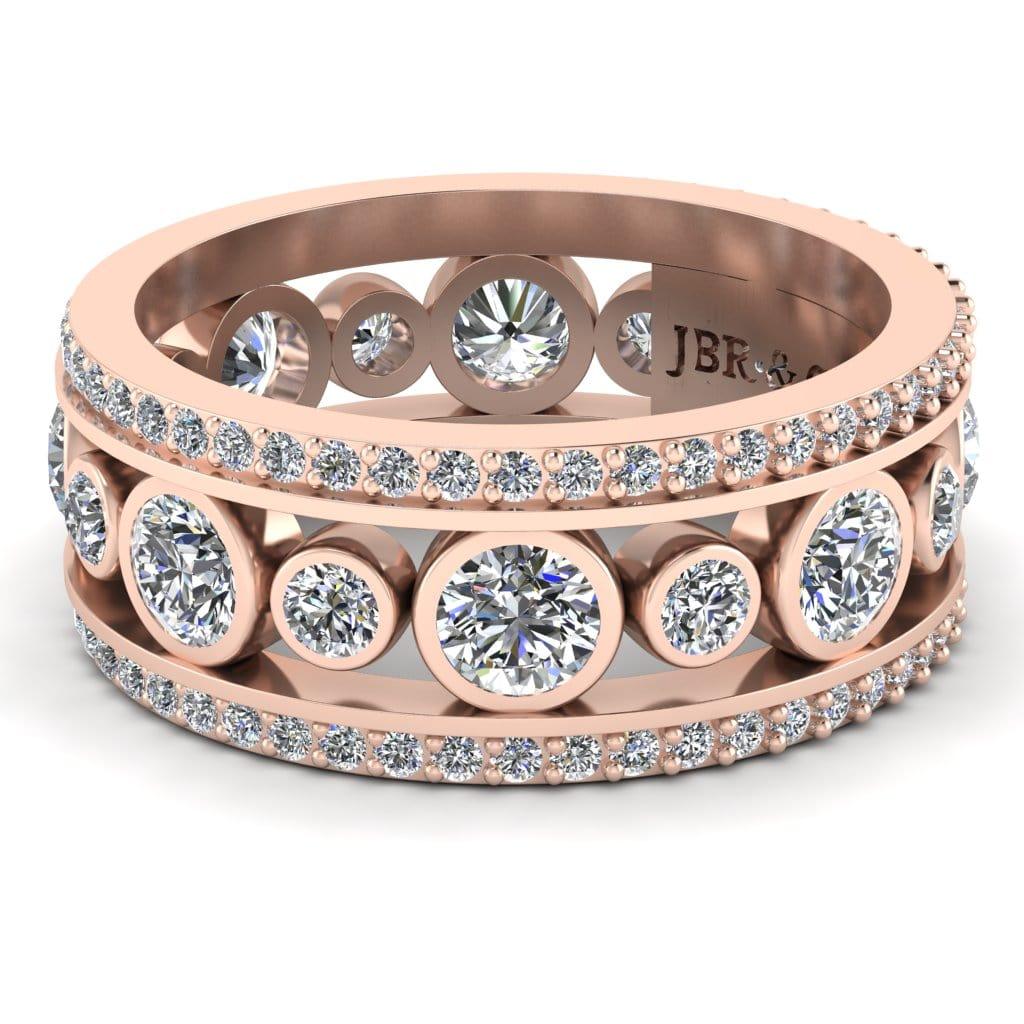 JBR Jeweler Silver Ring 3 / Silver Rose Gold Plated JBR Classic Round Cut Sterling Silver Women's Eternity Band
