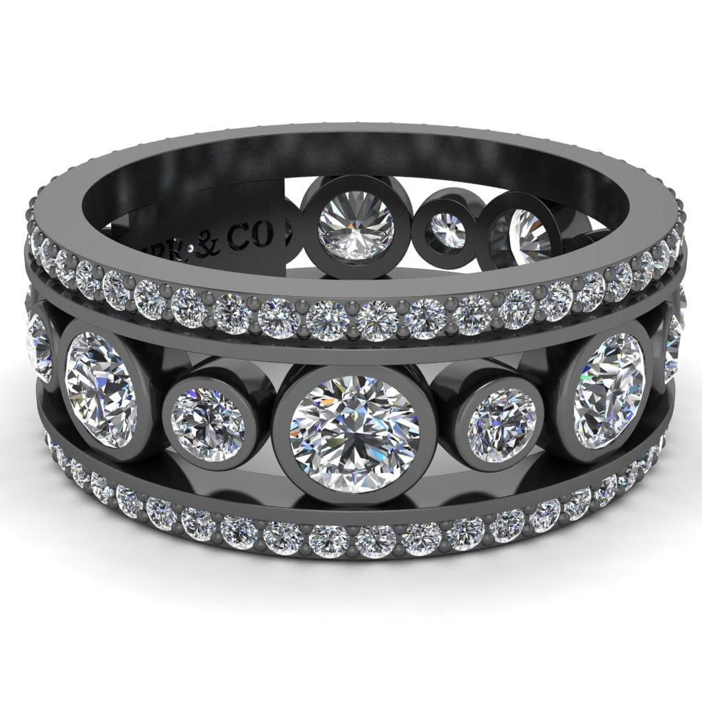 JBR Jeweler Silver Ring 3 / Silver Black Rhodium Plated JBR Classic Round Cut Sterling Silver Women's Eternity Band