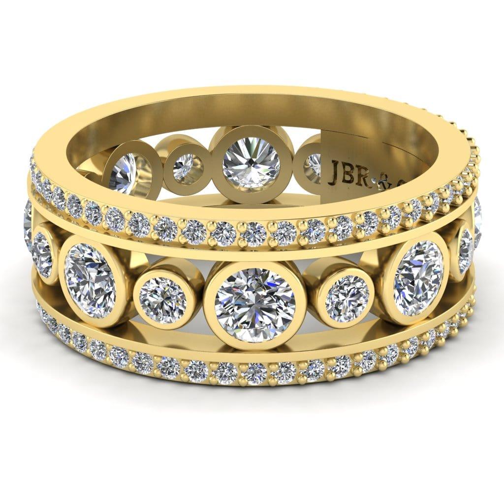 JBR Jeweler Silver Ring 3 / Silver Yellow Gold Plated JBR Classic Round Cut Sterling Silver Women's Eternity Band