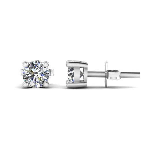 JBR Jeweler Silver Earring 0 / Silver JBR Classic Round Diamonds Sterling Silver Stud Earrings