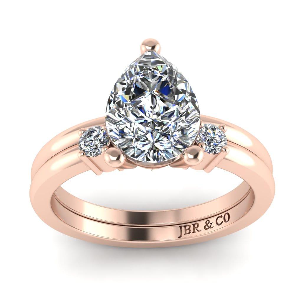 JBR Classic Solitaire Pear Cut Sterling Silver Ring Set - JBR Jeweler