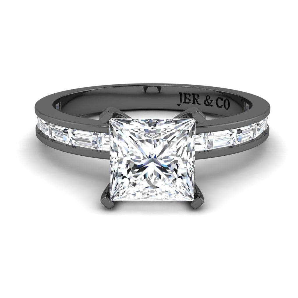 JBR Jeweler Silver Ring 3 / Silver Black Rhodium Plated JBR Classic Solitaire Princess Cut Sterling Silver Promise Ring