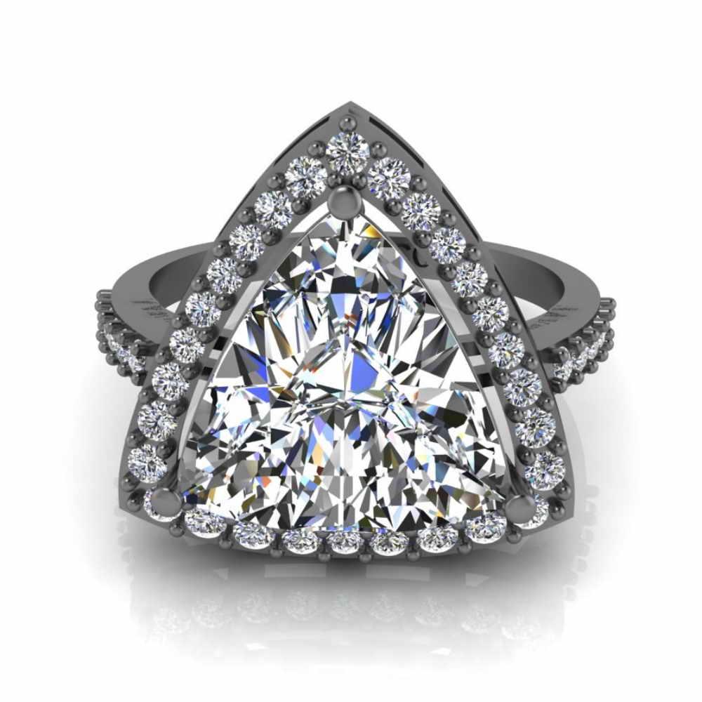 JBR Classic Trillion Cut Halo Design Sterling Silver Ring - JBR Jeweler