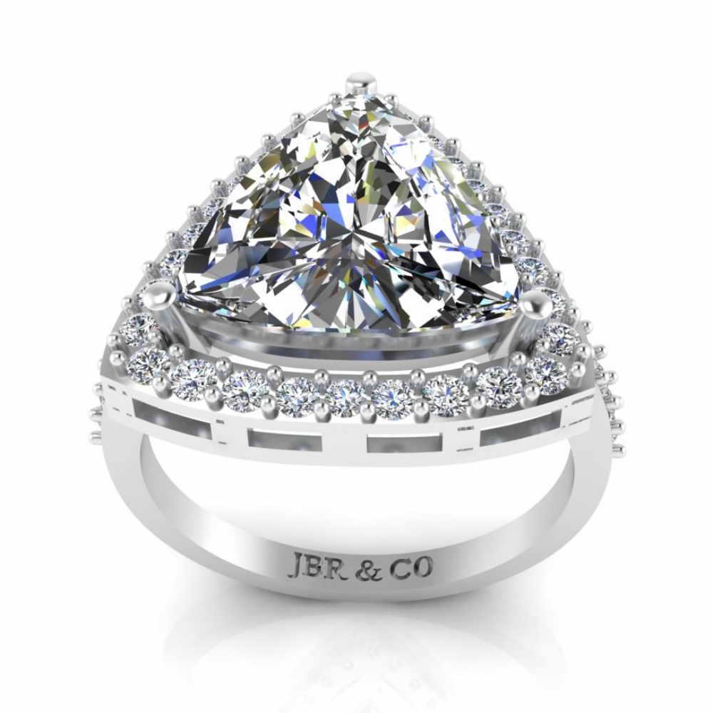 JBR Classic Trillion Cut Halo Design Sterling Silver Ring - JBR Jeweler