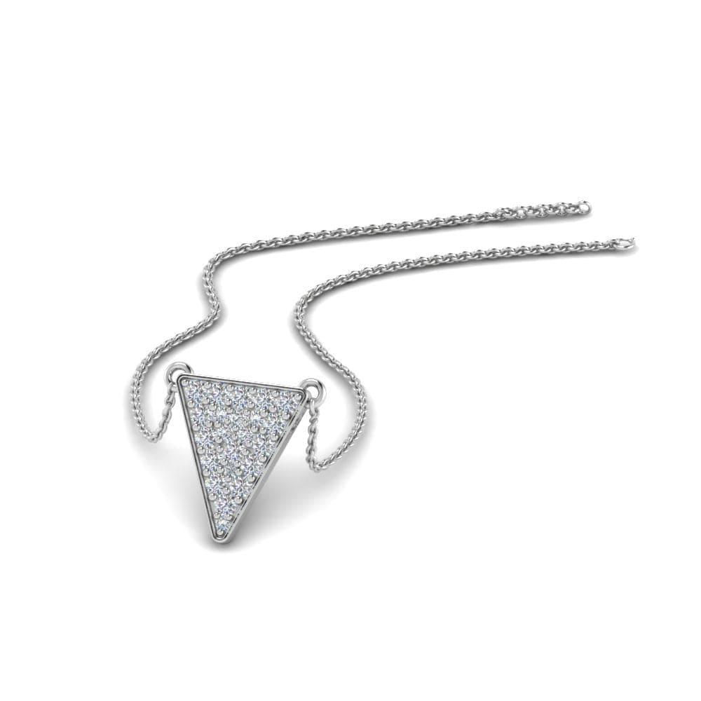 JBR Cluster Diamond Triangle Sterling Silver Pendant - JBR Jeweler