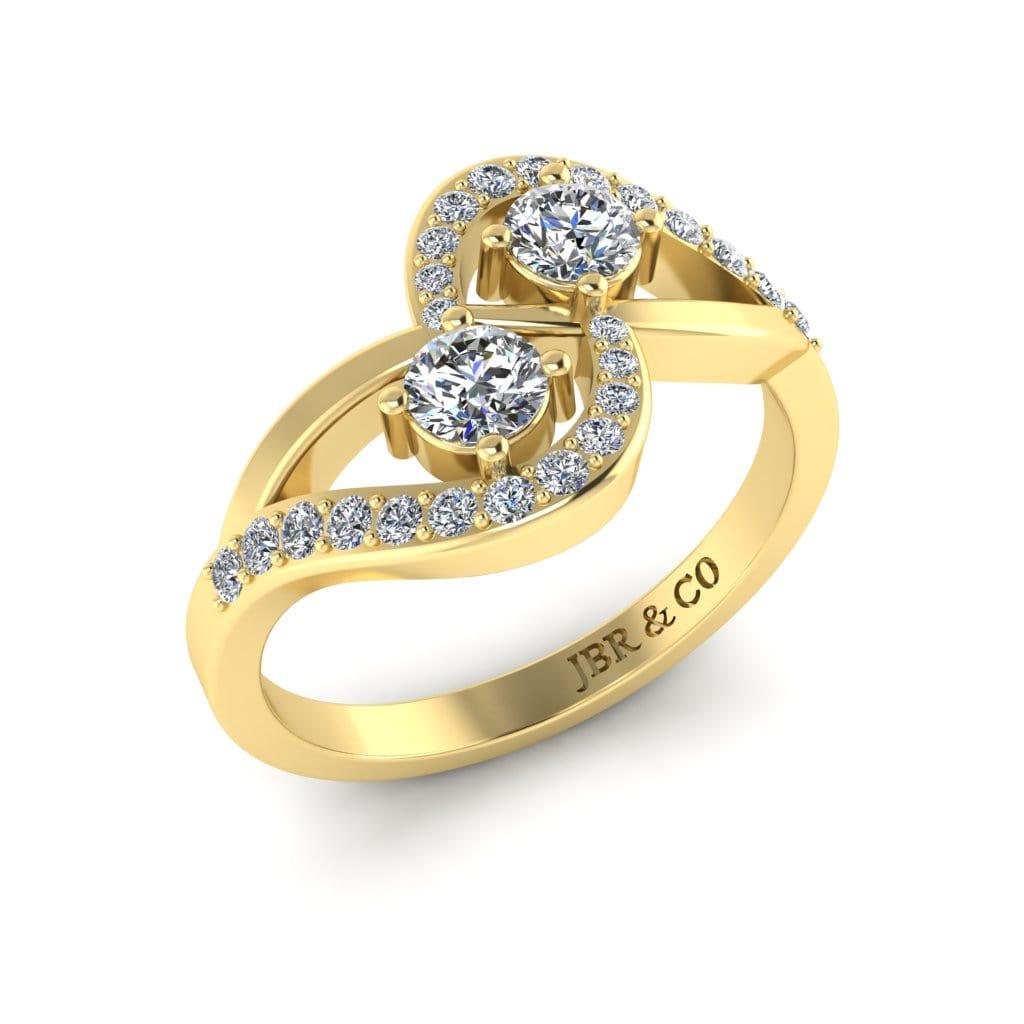 JBR Crossover Round Cut Diamonds Sterling Silver Promise Ring - JBR Jeweler