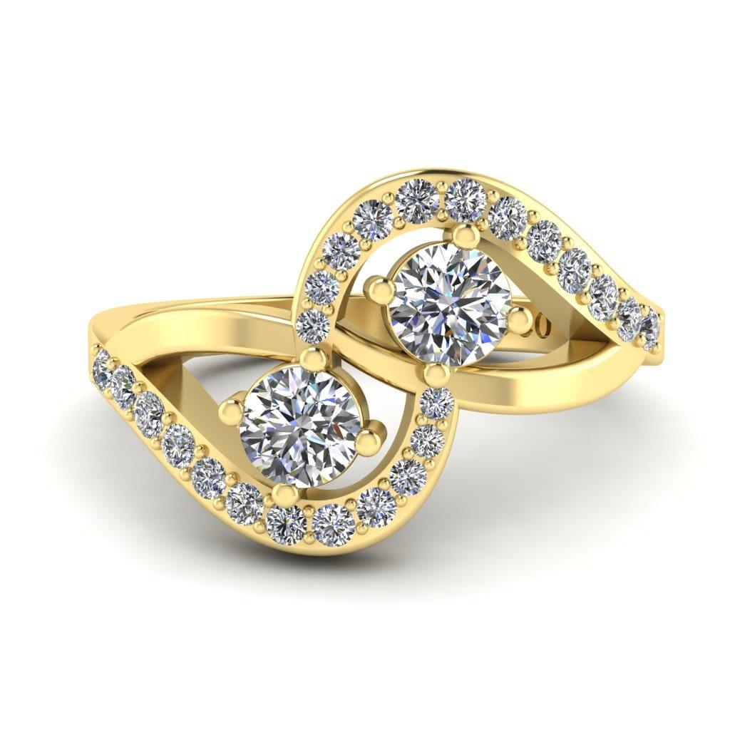 JBR Crossover Round Cut Diamonds Sterling Silver Promise Ring - JBR Jeweler
