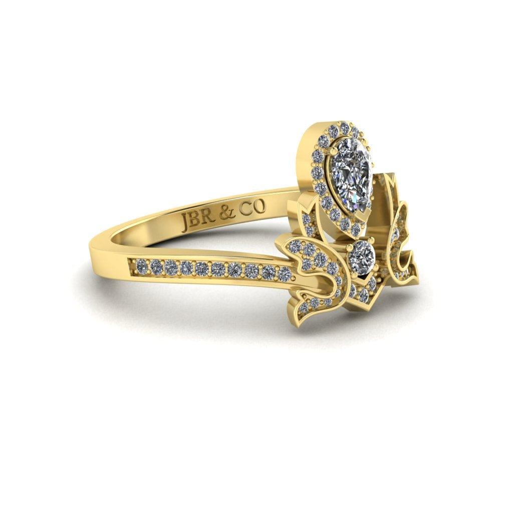 JBR Jeweler Silver Ring JBR Crown Shape Halo Pear Cut Sterling Silver Ring