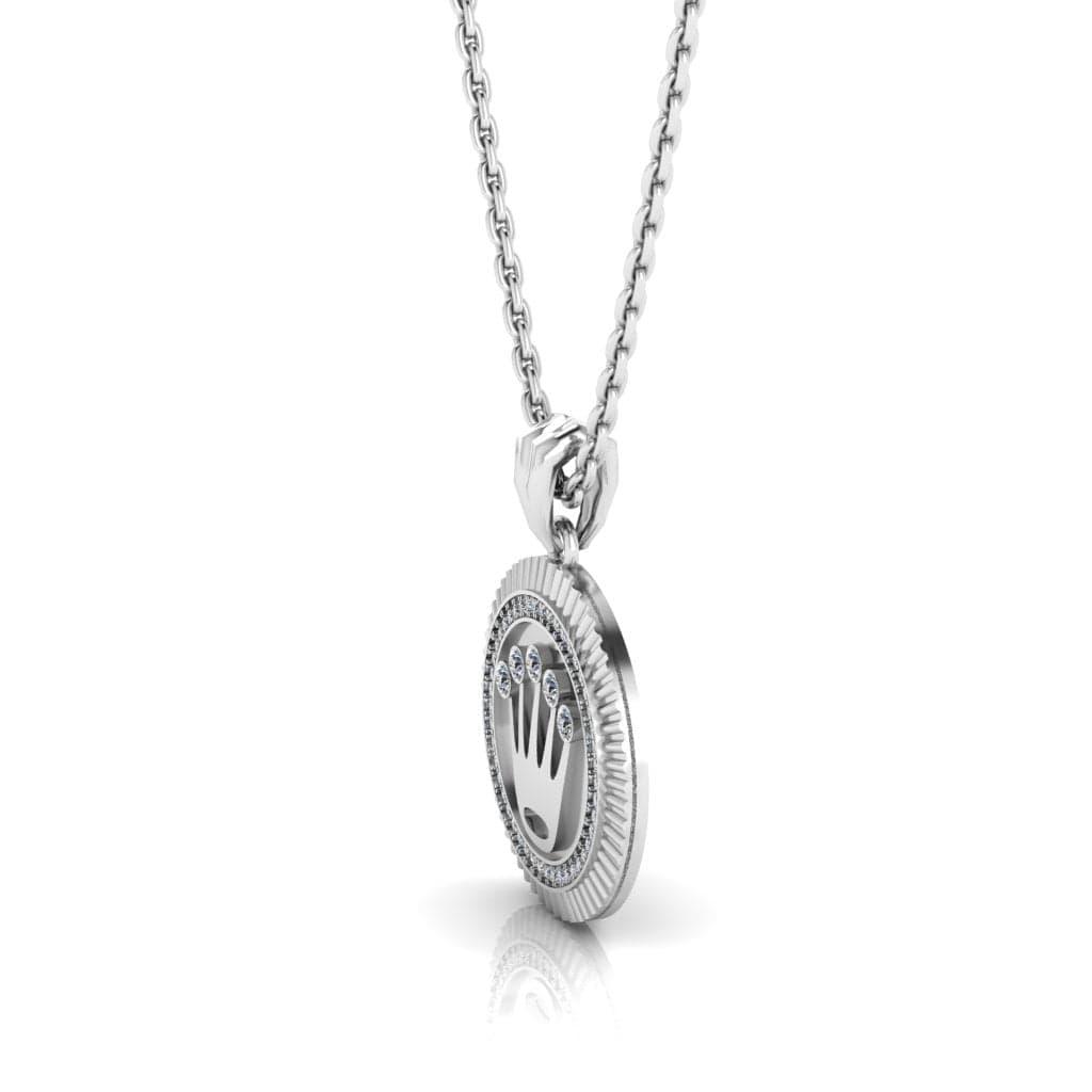 JBR Crown Style Medallion Rolex Sterling Silver Necklace - JBR Jeweler