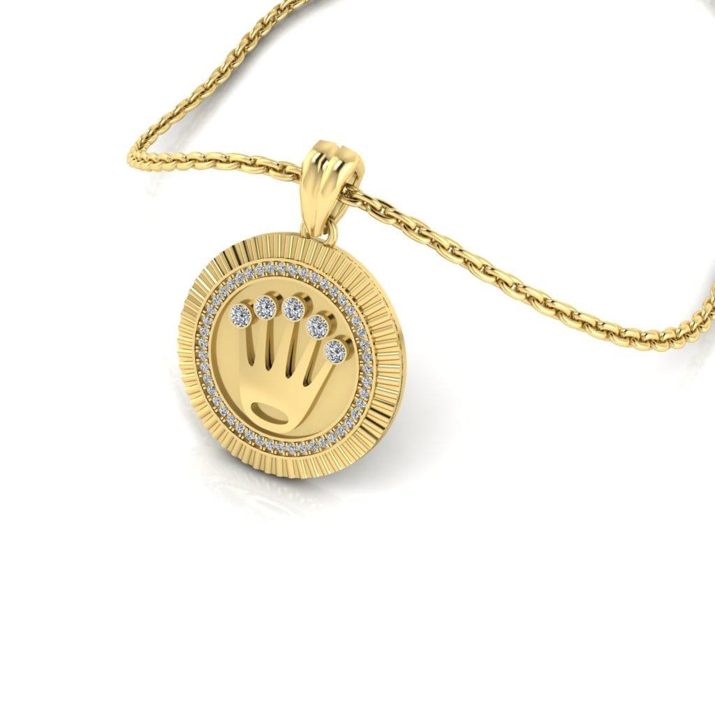 JBR Crown Style Medallion Rolex Sterling Silver Necklace - JBR Jeweler