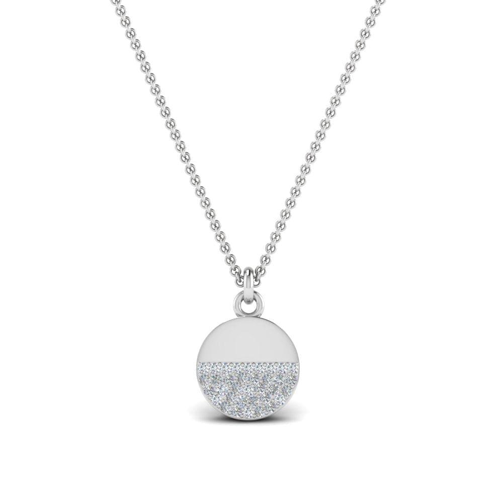 JBR Jeweler Silver Necklace 18 / Silver JBR Dainty Disc Diamond Pendant Sterling Silver Necklace