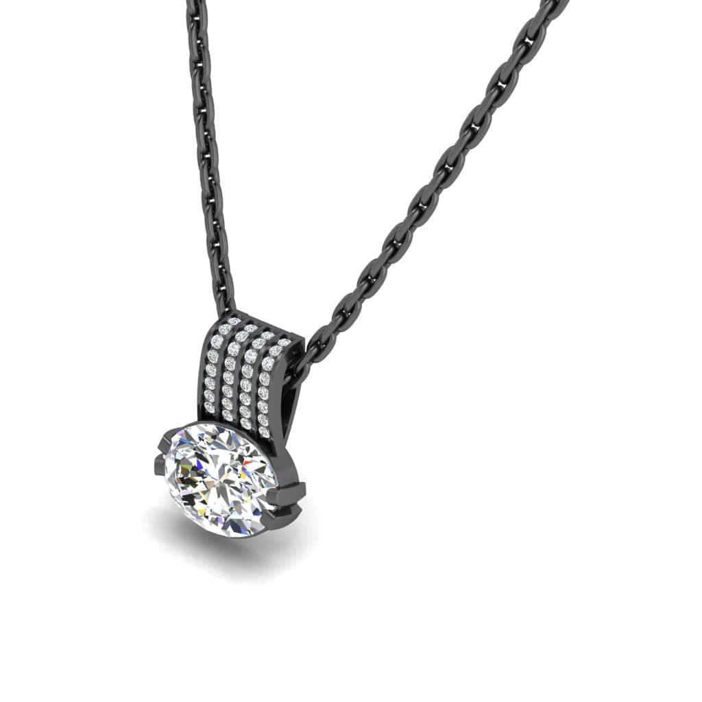 JBR Dazzling Oval Cut Diamond Sterling Silver Pendant Necklace - JBR Jeweler