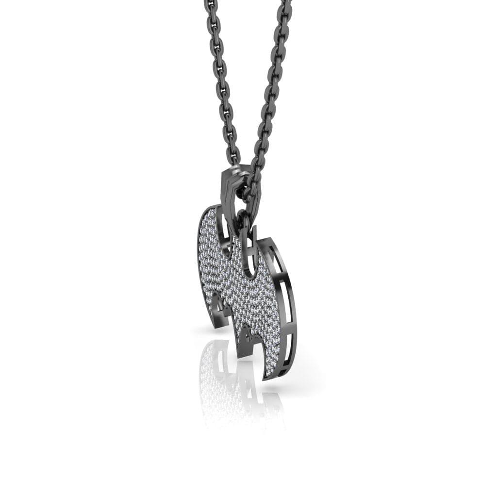 JBR Double Iced Out Ghost Pendant and Chain in Sterling Silver - JBR Jeweler