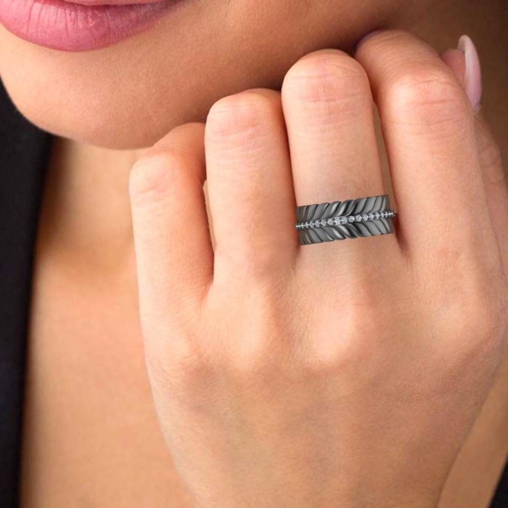 JBR Elegant Chanel Leaf Wedding Ring In Sterling Silver - JBR Jeweler
