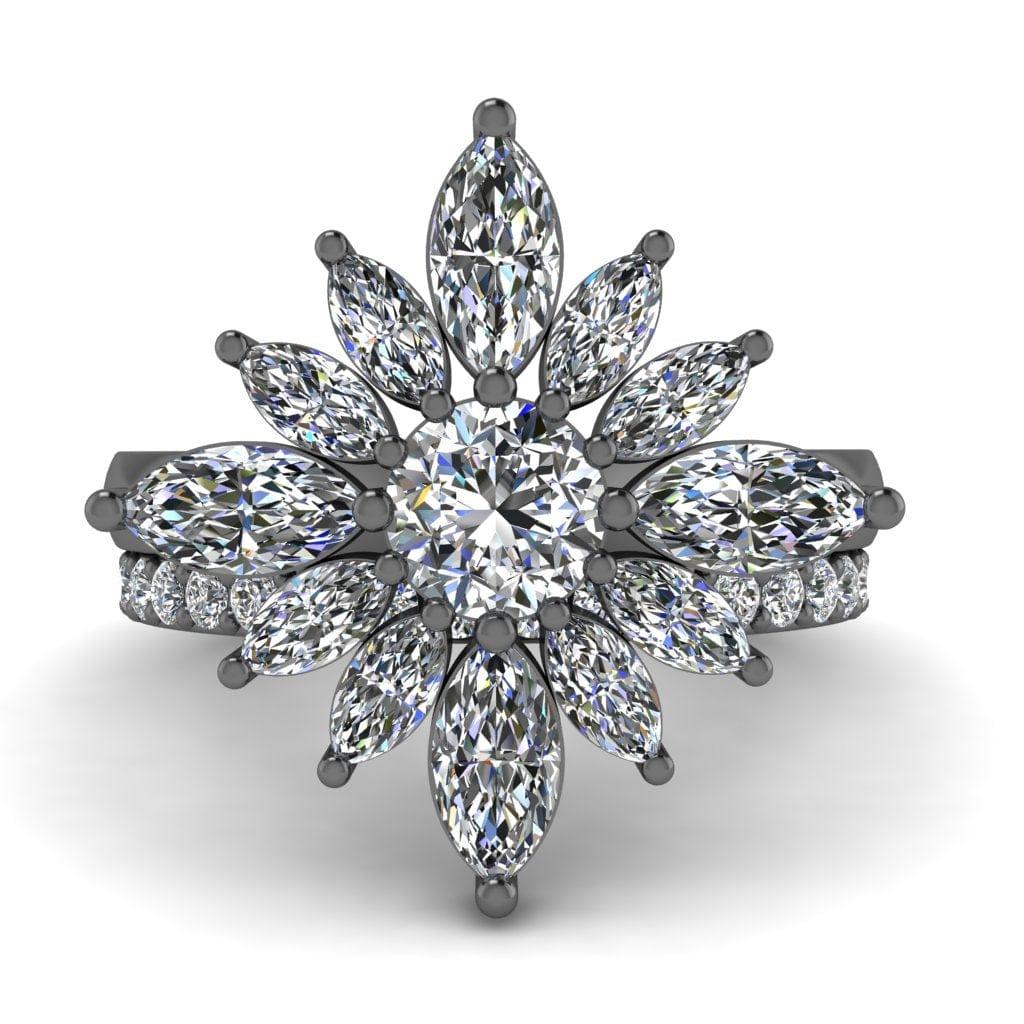 JBR Flower Marquise Cut Sterling Silver Ring Set - JBR Jeweler