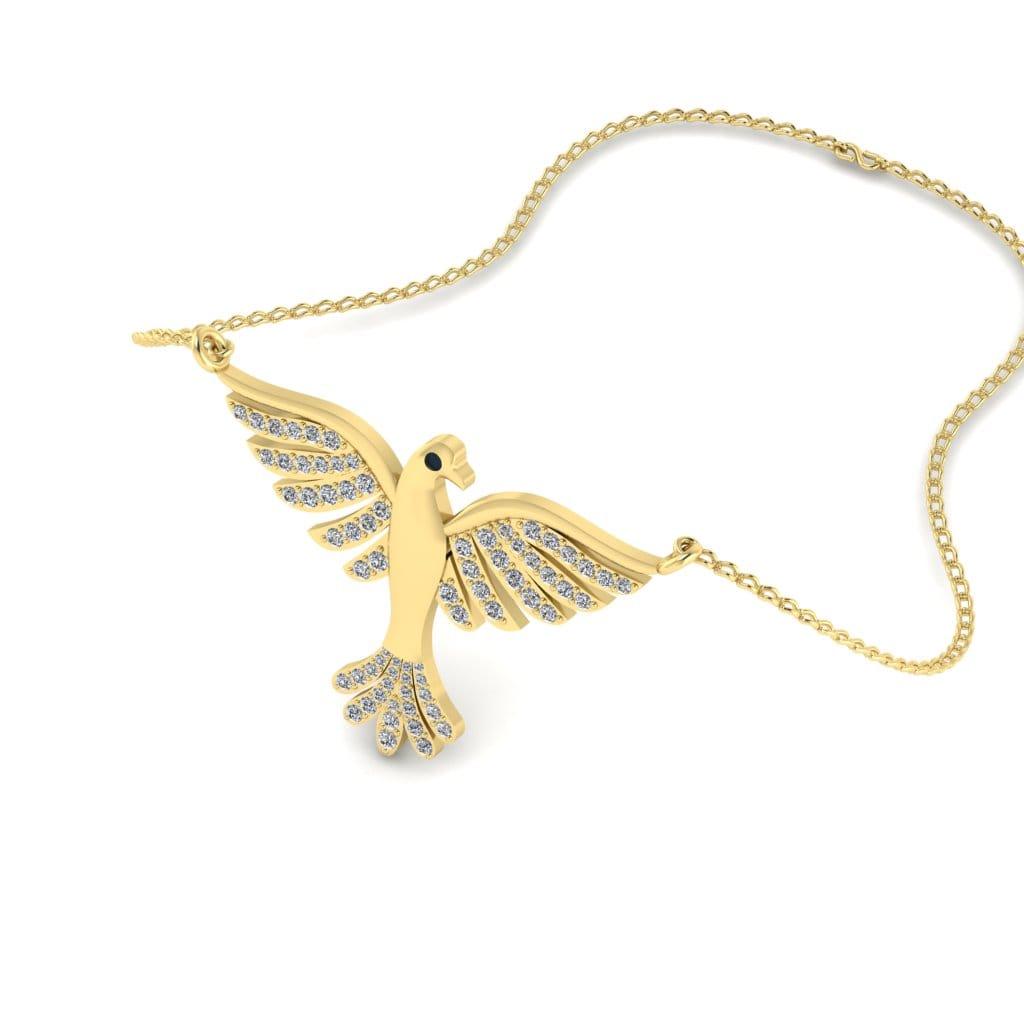 JBR Flying Bird Diamond Stud Sterling Silver Necklace - JBR Jeweler