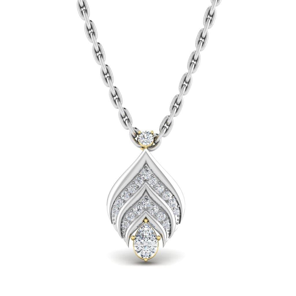 JBR Jeweler Silver Necklaces 14 / Silver JBR Gorgeous Beauty Leaf Round Cut Diamond Sterling Silver Necklace