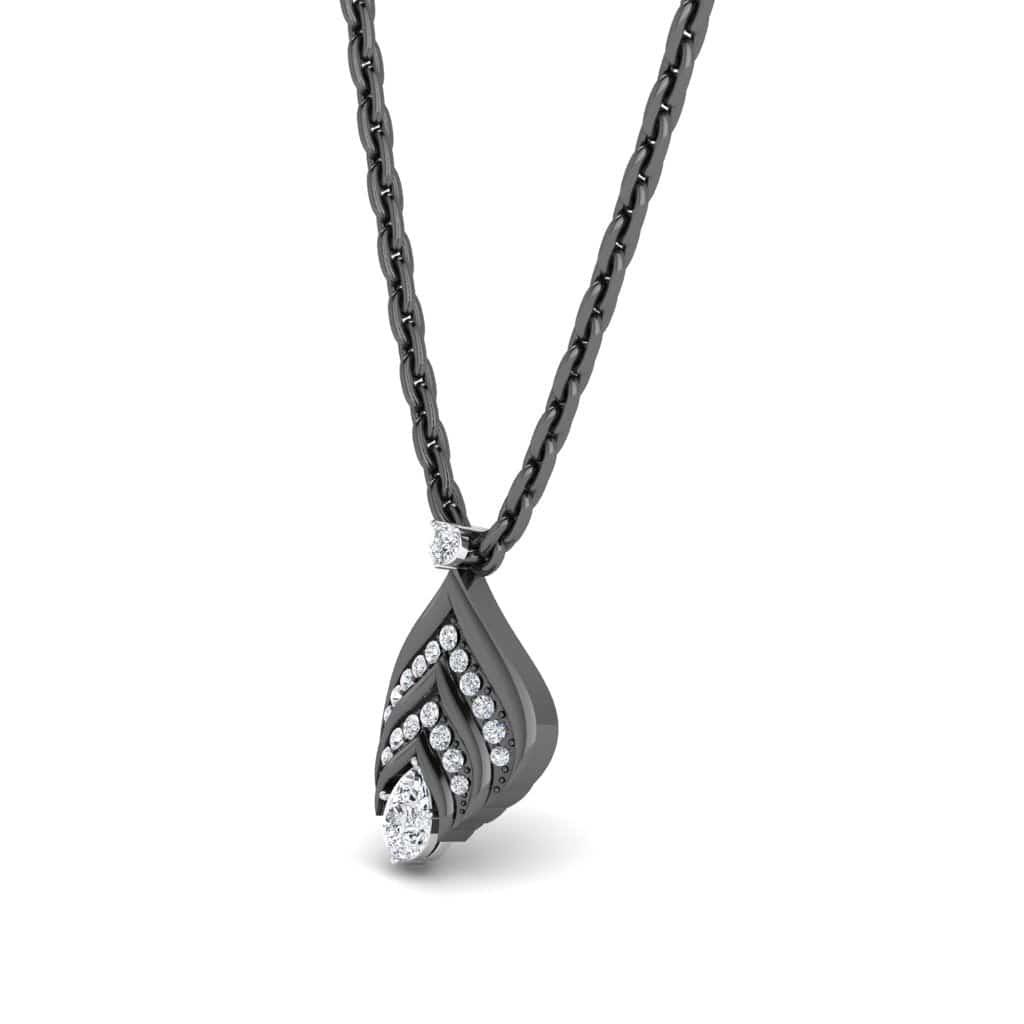 JBR Jeweler Silver Necklaces JBR Gorgeous Beauty Leaf Round Cut Diamond Sterling Silver Necklace