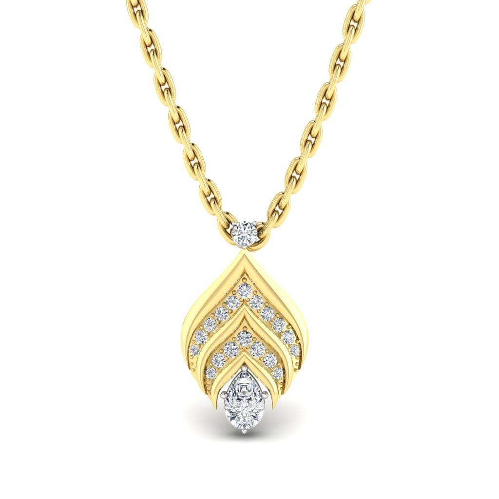 JBR Jeweler Silver Necklaces 14 / Silver Yellow Gold Plated JBR Gorgeous Beauty Leaf Round Cut Diamond Sterling Silver Necklace