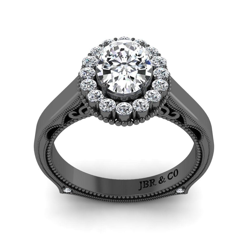 JBR Halo 1.0 CT Oval Cut Sterling Silver Engagement Ring - JBR Jeweler