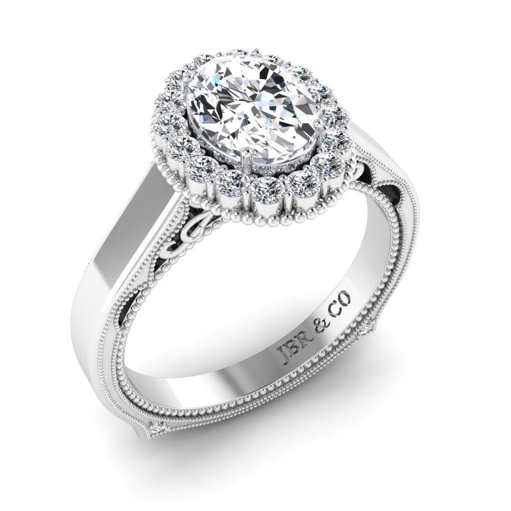 JBR Halo 1.0 CT Oval Cut Sterling Silver Engagement Ring - JBR Jeweler