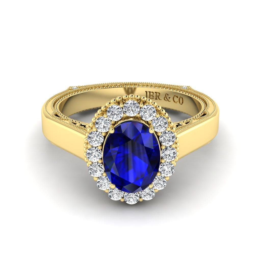 JBR Halo 1.0 CT Oval Sapphire Sterling Silver Promise Ring - JBR Jeweler