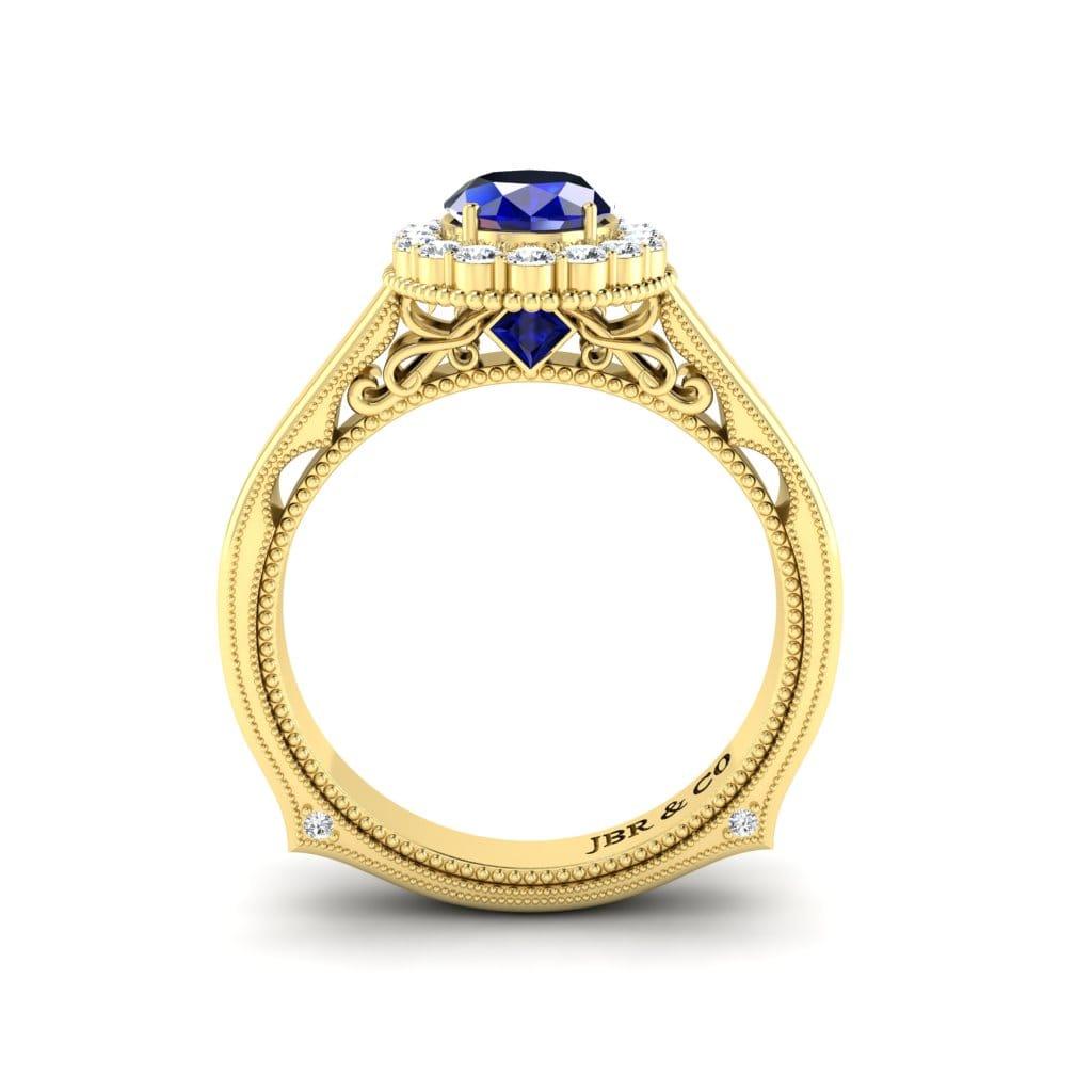JBR Halo 1.0 CT Oval Sapphire Sterling Silver Promise Ring - JBR Jeweler