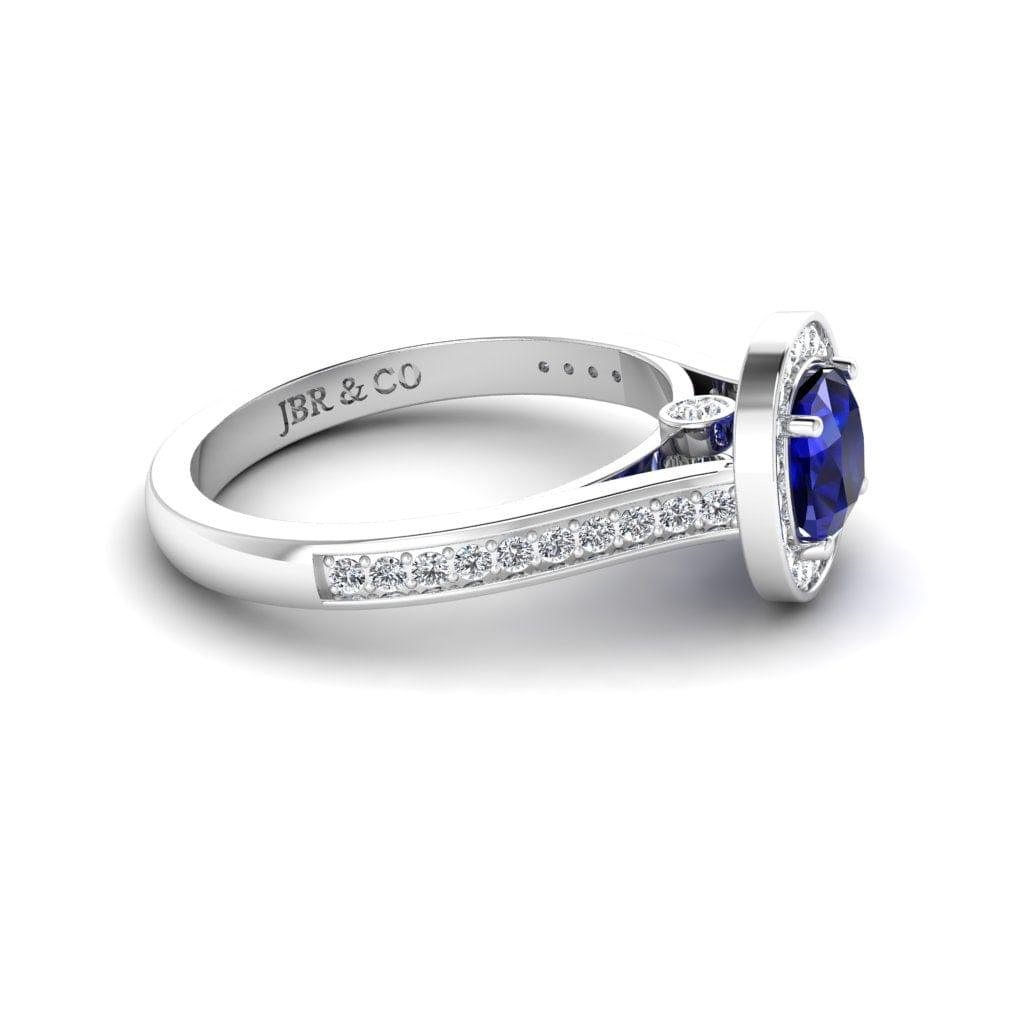 JBR Halo Cushion Cut Sapphire Sterling Silver Promise Ring - JBR Jeweler