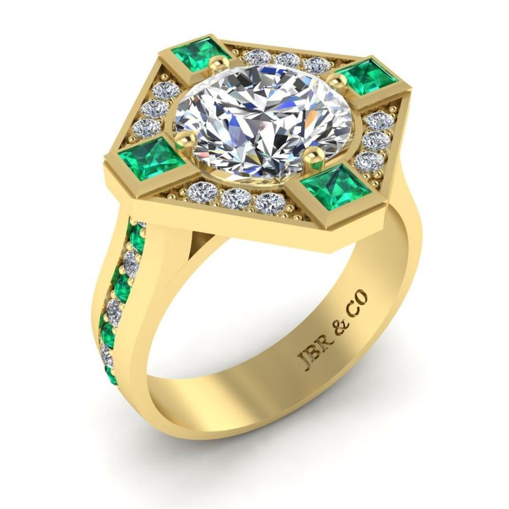 JBR Halo Diamond And Emerald Mounting Sterling Silver Ring - JBR Jeweler